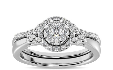 Diamond 1/2 Ct.Tw. Cluster Bridal Ring in 14K White Gold