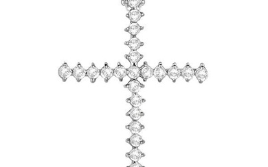 Diamond Cross Pendant Necklace 14kt White Gold 1.00ctw