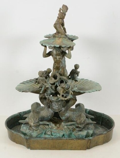 Diminutive Classical bronze fountain with undertray