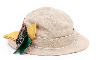 Dolce & Gabbana A hat of beige canvas with a bow on...