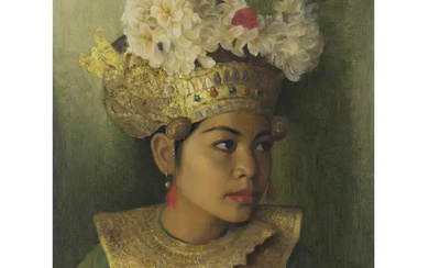 Dullah (1919-1996) 'Portrait of a Legong dancer', 1979 Oil on canvas, dated...