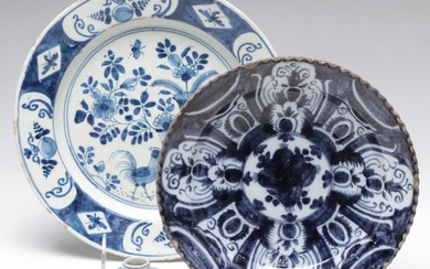 Dutch Delft Charger Plates with Chinese Flaming Pearl Pattern Jarlet
