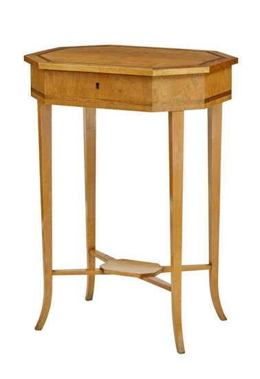 EARLY 20TH CENTURY OCTAGONAL BIRCH WORK TABLE