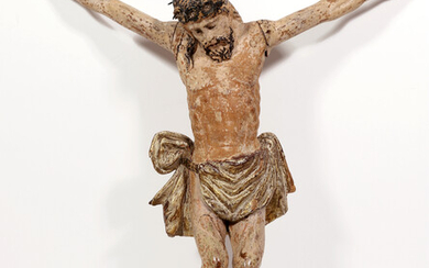ESCUELA CASTELLANA SIGLO XVII. CRUCIFIED CHRIST IN CARVED WOOD.