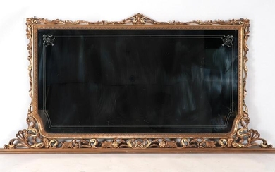 ETCHED GLASS ITALIAN MIRROR GILT CARVED FRAME 1950