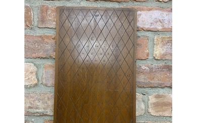 Early 19th century French fruitwood panel, incised with diap...