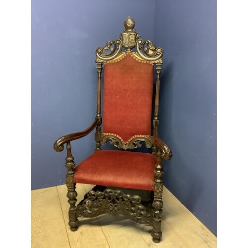 Early C18th black walnut French Bishop's chair (reputed prov...