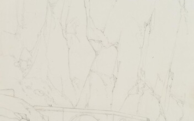 Edmond de Bretenières (1804-1882), First and second Devil's bridge in the Schöllenen gorge in the canton of Uri, "Pont du Diable ancient et modern", Journey to Switzerland, sketchbook, 1835, Pencil drawing