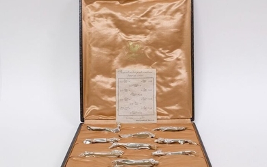Edouard Marcel Sandoz (1881-1971) - Christofle, Gallia - Art Deco 12 knife rests modeled as animals