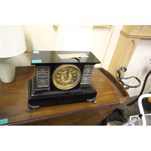 Edwardian Cast Iron Mantle Clock with Metal Mounts and Feet ...