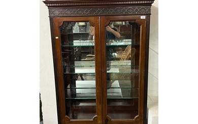 Edwardian mahogany two door display cabinet, having brass sw...