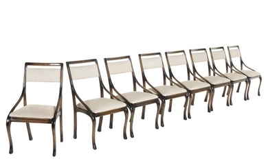 Eight Espresso Finish Slope-Arm Dining Chairs
