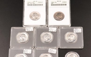 Eight Proof and Uncirculated Washington Quarters