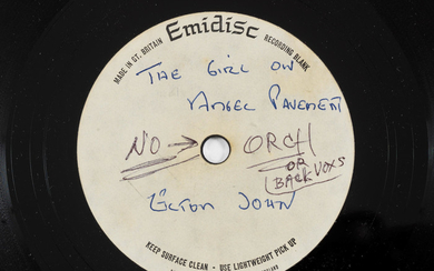 Elton John: An acetate recording of The Girl On Angel Pavement