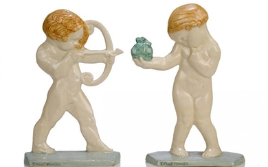 Emile Adolphe Monier (1883-1970), a pair of earthenware figures of...