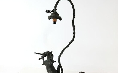 Emile BRUCHON: Art Deco Metal Figural Lamp