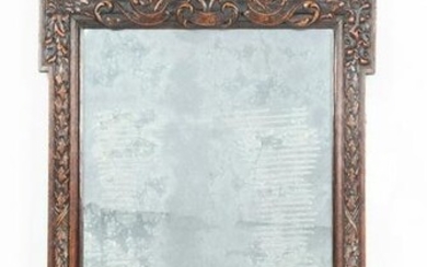 English Carved Oak Mirror, C. 19th Century, H 37’’ W 19.5’’