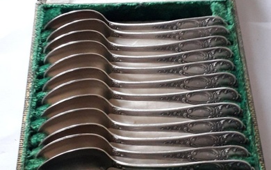 Ercuis 12 Boxed French Antique Spoons - Cutlery set (12) - Silver Plate