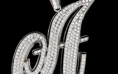 Estate 9.68cts Diamond "A" Initial 14K Gold Pendant Necklace