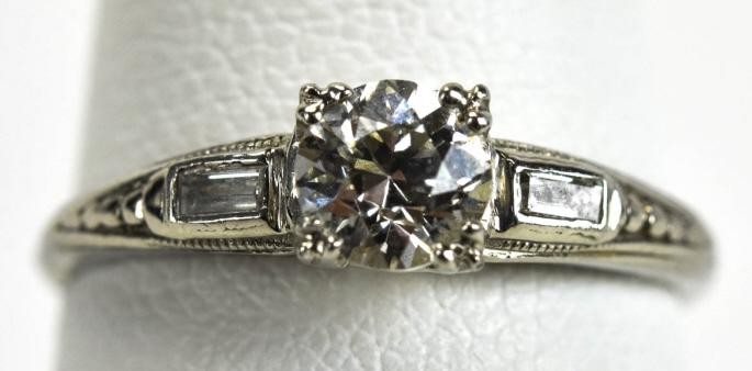 Estate Platinum Old European Cut .55 Diamond Ring