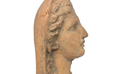 Etruscan Terracotta votive male half-head, 25 cm high