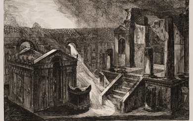 F. PIRANESI (*1758) after PIRANESI (*1720), Temple of Isis and Egyptian temple in Pompeii, 1806, Et