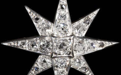 FINE ANTIQUE DIAMOND STAR BROOCH