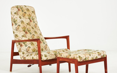 FOLKE OHLSSON. Armchair with footstool, “Duxiesta”, Dux, teak, 1950s, adjustable.