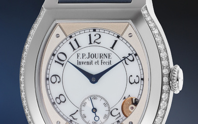 F.P. Journe, A brand new, elegant, and innovative electro-mechanical titanium and diamond-set tortue-shaped wristwatch with guarantee and presentation box
