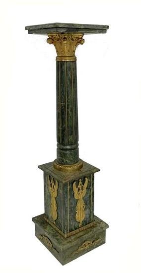 FRENCH GILT-BRONZE MOUNTED GREEN MARBLE PEDESTAL