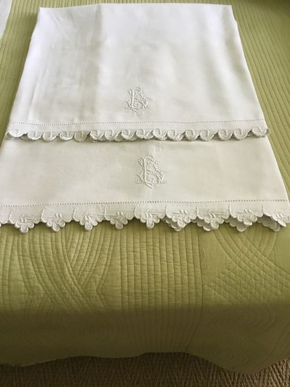 FRENCH VICTORIAN LINEN SHEETS (2) - Linen - Late 19th century