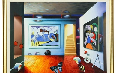 Ferjo b.1946 Surrealist Homage to Picasso Painting