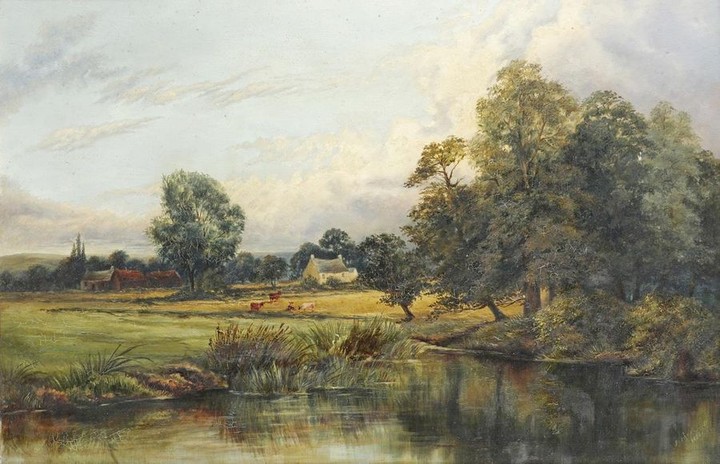 Fisher (Late 19th Century) Landscape with cattle g…