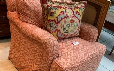 Floral Rose and Cream Upholstered Armchair