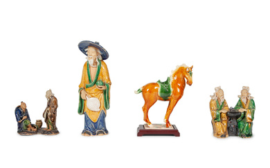 Four Chinese Sancai Glazed Porcelain Figures