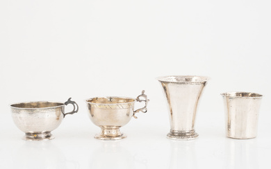 Four Swedish Silver Cups, 18-19th Century