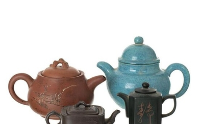 Four Yixing ceramic teapots