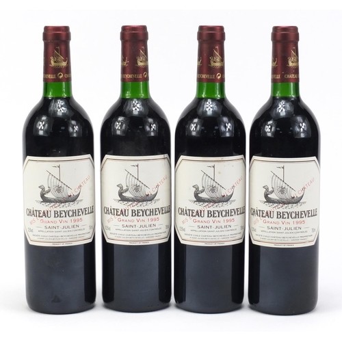 Four bottles of 1995 Chateau Beychevelle Saint-Julien red wi...