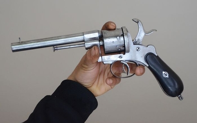 France - 1840/1850 - Imposant revolver 12 mm à broche type Lefaucheux MANUFACTURE SAINT-ETIENNE type militaire six coups - Revolver