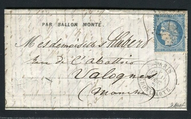 France 1870 - Rare Balloon Mounted the Parmentier ( December 16 - December 30, 1870 ) - Balloon Dispatch No. 15