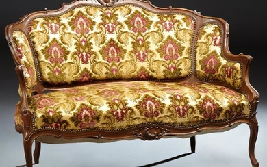 French Carved Walnut Louis XV Style Settee, early 20th