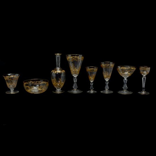 French Gilt Cut Crystal Partial Table Service.