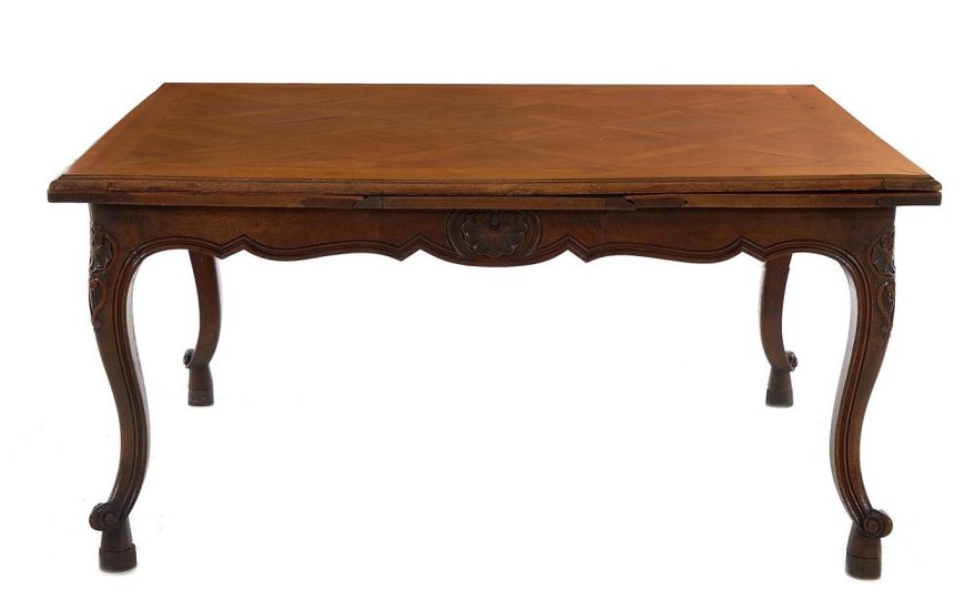 French Provincial fruitwood draw-leaf table