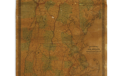 GOLDTHWAIT, J.H. Rail Road Map of New England, Canada & Eastern N.Y. Hand-colored...
