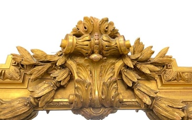 GRAND (19th c) CARVED & GILT FRENCH MIRROR