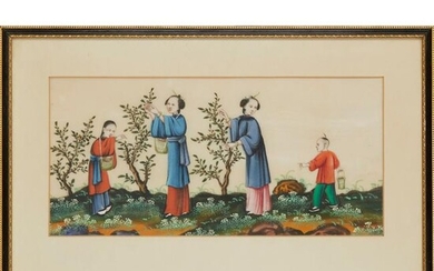 GROUP OF FIVE PITH PAINTINGS LATE QING DYNASTY-REPUBLIC