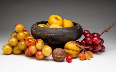 GROUP OF STONE FRUIT IN COMPOTE.