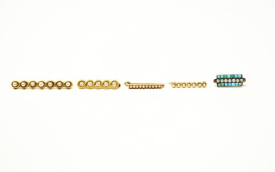 GROUPING OF ANTIQUE 14K GOLD & PEARL BAR PINS