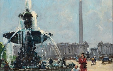 Georges Lapchine "Place de la Concorde" (Oil ca. 1940s)