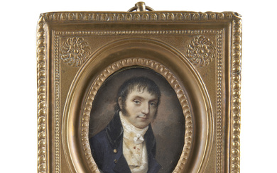 Gijsbertus Johannes Van Den Berg (Rotterdam 1769 - 1817). Portrait of a Gentleman, oval miniature on ivory (cm 6,3x4,8) signed…